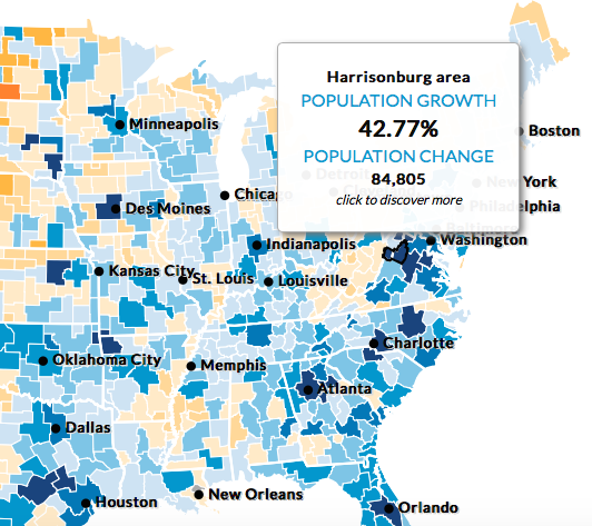 Harrisonburg's Population Growth from 2015 - 2030