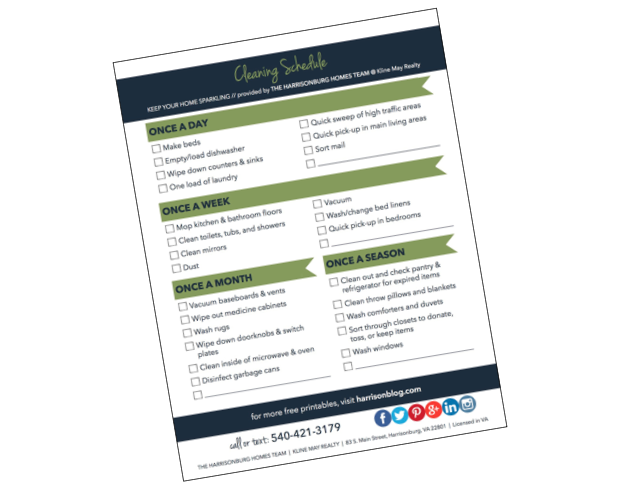 Printable Cleaning Schedule