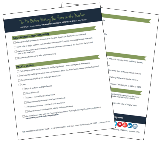 Tasks to complete before putting your home on the market [printable checklist] | The Harrisonburg Homes Team
