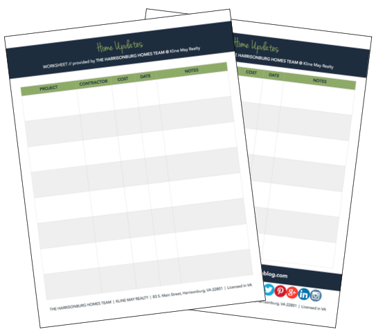 The Easiest Way to Prove Your Home's Increased Value: Project Tracking Worksheet [PRINTABLE] | Harrisonblog